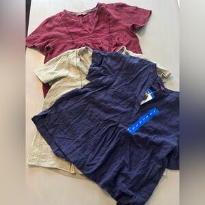 Set of 3 Gloria Vanderbilt Boho Cotton Blouses | Size Large | NWT